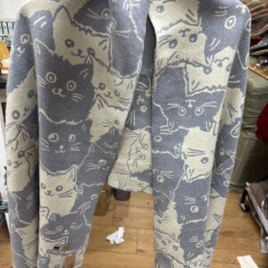 Izabel London Beige Border Print Relaxed Open Front Poncho