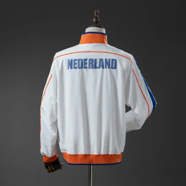 Netherlands 10/11 Retro Windbreaker Jacket – White